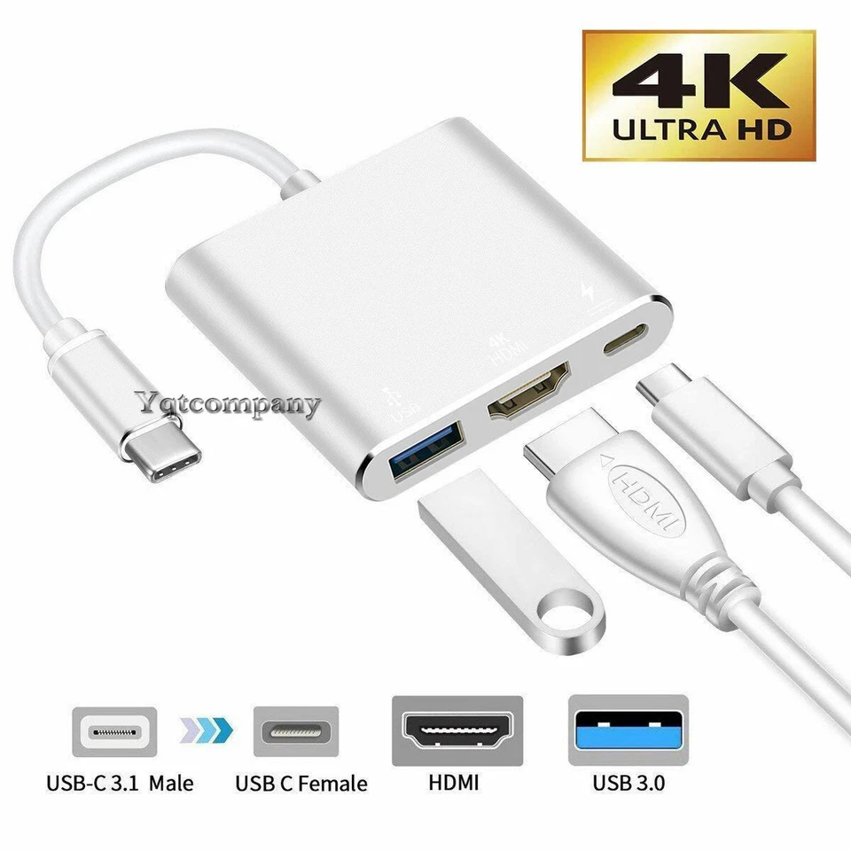 Cable adaptador USB tipo C a HDMI HDTV TV 4K para Samsung Galaxy Z Fold3 4 5 6 7 Foto 2 de 4