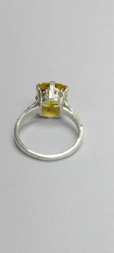 Natural 6 Carat 925 Sterling Silver Handmade Unisex Yellow Sapphire/Pukhraj Ring - Picture 4 of 5
