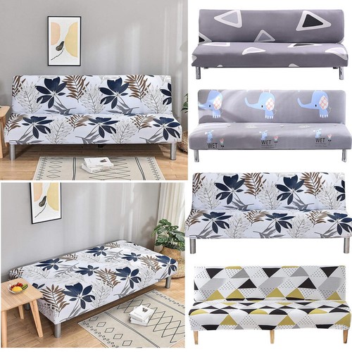 Print Futon Cover Armless Sofa Bed Cover Stretch Folding Couch Slipcover