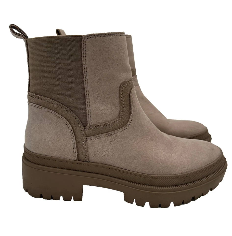 Botines Lucky Brand Eabile para mujer 7,5 cuero topo suela gruesa cremallera al tobillo Foto 2 de 4