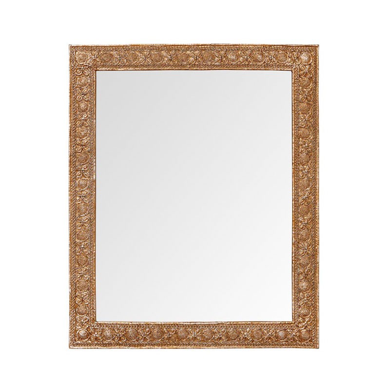 Miroir dentelle indienne doré pour sublimer la décoration murale d'une chambre cocooning