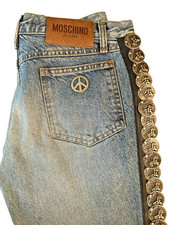 Rare Vintage Moschino Jeans 90s Coin Trim Denim Peace Pocket IT 26