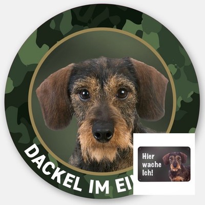 Dackel Auto Aufkleber Sticker -  Rauhaardackel Teckel Hunde Zaunschild Schild