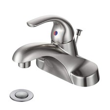 4 in. Centerset Single-Handle Low Arc Bathroom Faucet with Drain Kit Included