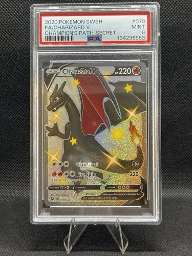 2020 POKEMON SWORD & SHIELD CHAMP'S PATH SECRET #079 FULL ART/CHARIZARD V PSA 9