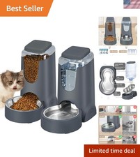 Automatic Cat Feeder and Water Dispenser with Stainless Steel Bowl Dog Gravit...