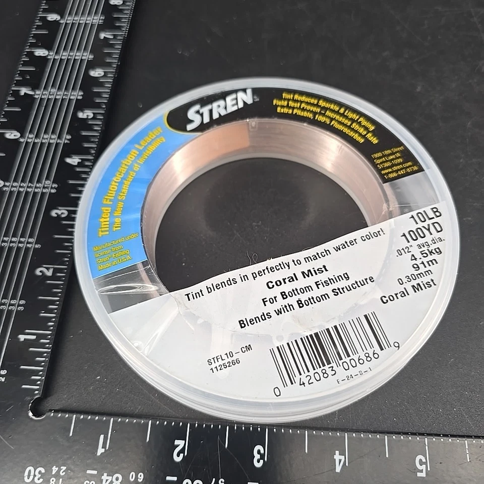 Niebla coralina Stren 100 % fluorocarbono líder 10 lb 100 yardas ¡COINCIDE CON ACUARELA! Foto 2 de 3