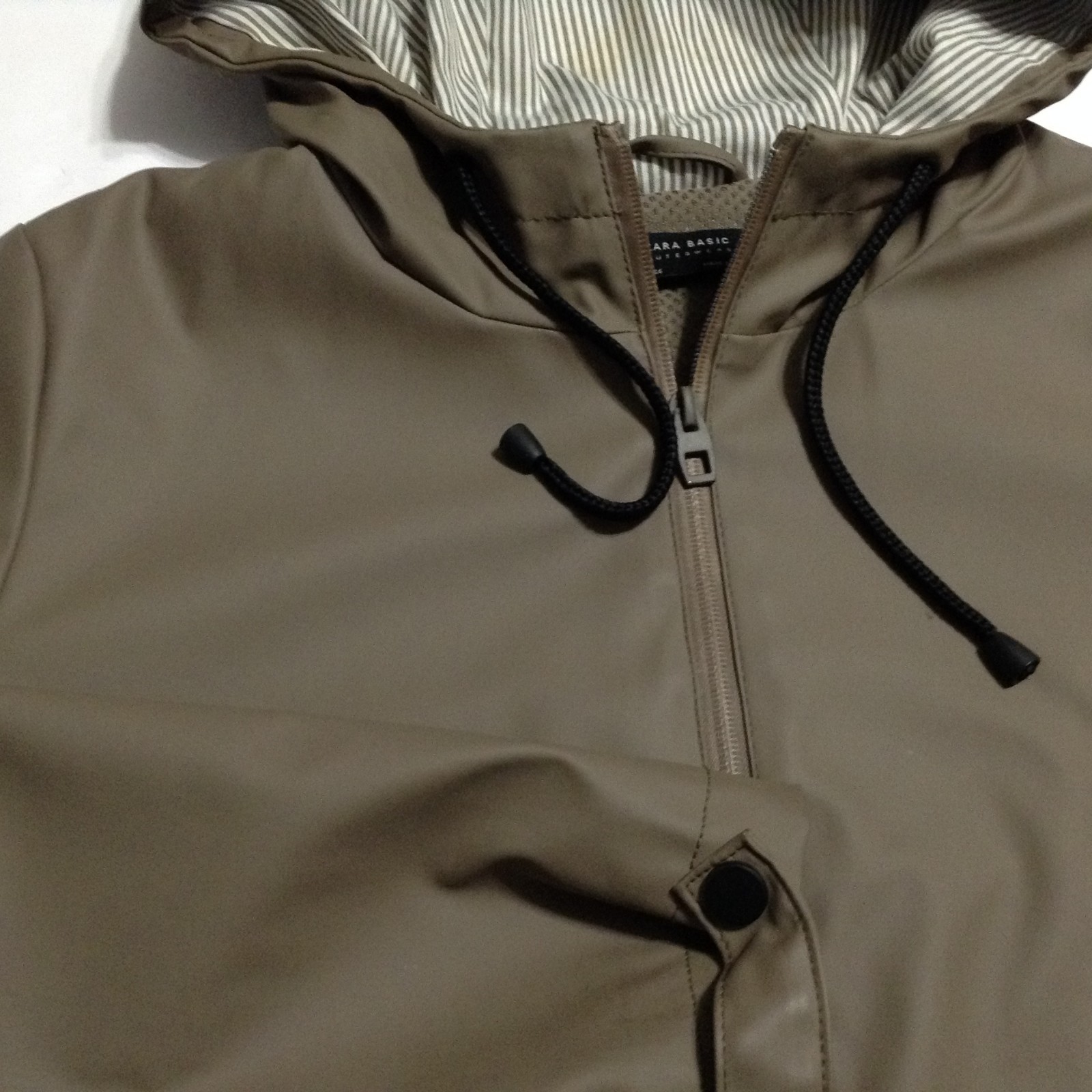 Zara Basic Outerwear Rain Jacket Small Tan Full Z… - image 3