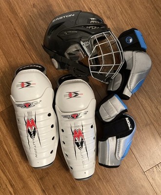 Hockey Equipment - Lot Shin Pads, Elbow Pads & Helmet