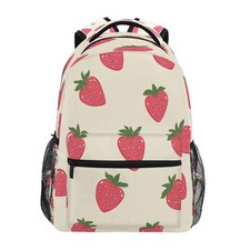 School Backpack Bookbags Travel Schoolbag White Dot Red Strawberry for Teens