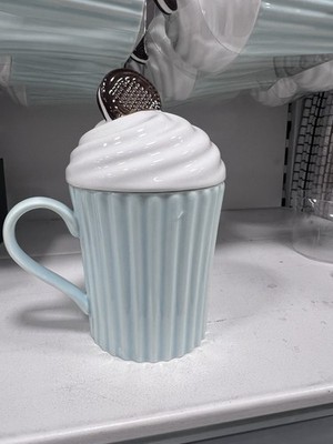 Türkis Cupcake Becher mit Zuckerguss Deckel & Oreo Top Kaffee Tee Hot Choc Cup