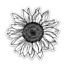 White Sunflower Sticker, Minimalist Boho Decal for Laptops Indoor Use 1.5-6"