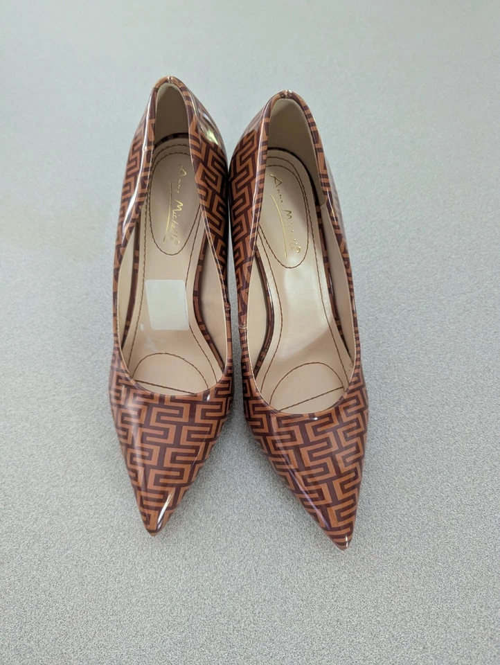 Tacones altos para mujer Anne Michelle marrón estampado talla 8 Foto 2 de 4
