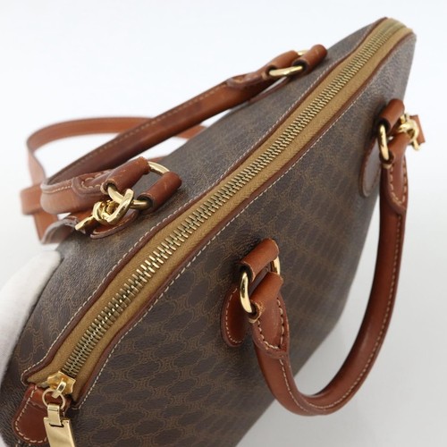 Borsa a mano CELINE Macadam tela pelle PVC 2 vie marrone oro originale LNZ540 - Foto 6 di 24