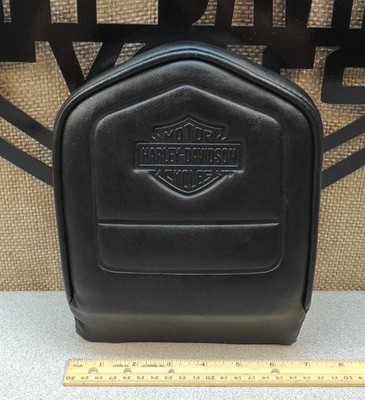 HARLEY LOW BACKREST PAD FOR MEDALLION SISSY BAR PASSENGER UPRIGHT LOGO EMBOSSED