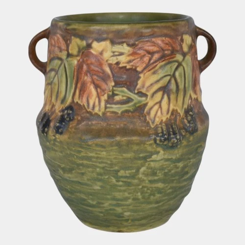 Roseville Blackberry Green 1932 Vintage Pottery Ceramic Flower Vase 572-6