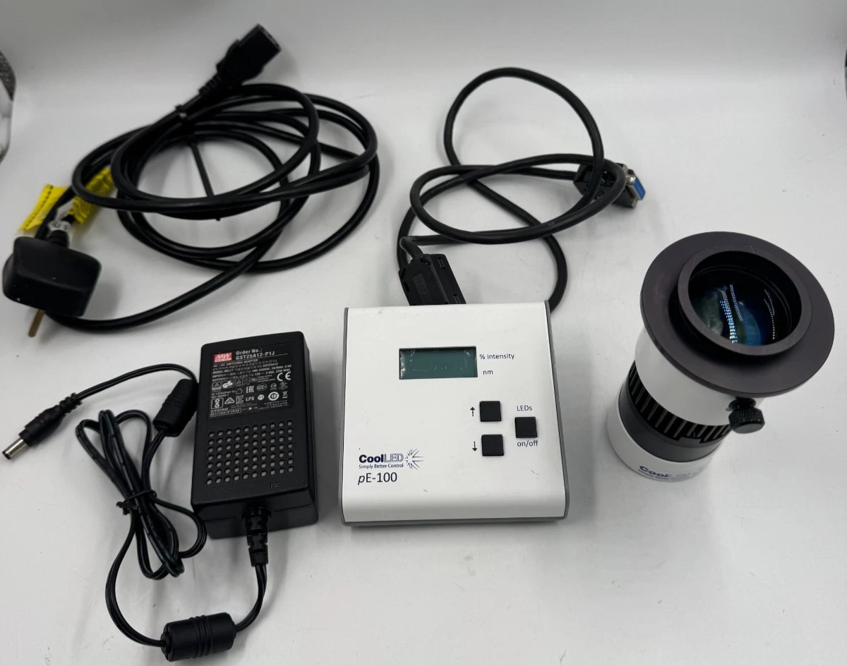 Cool LED PE-100 POD Fuente de Luz Fluorescencia LED Iluminación Microscopio Reino Unido IVA