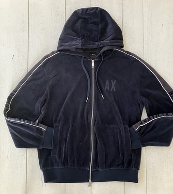 AX Armani Exchange Women s Velour Full Zip L/S Track Jacket M Blue Velvet