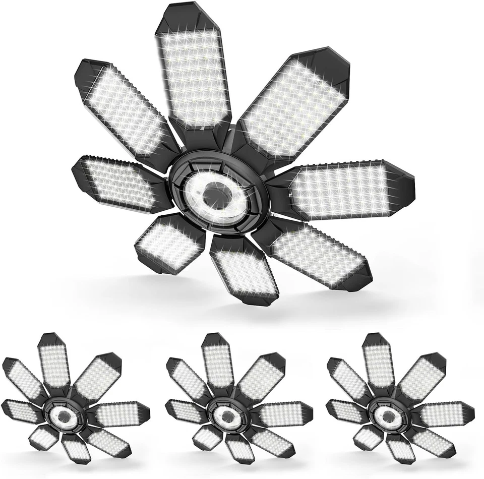 6500K Bright Indoor Garage Lighting – 200W LED with Adjustable Panels, 4 Pack - Image 3 of 4