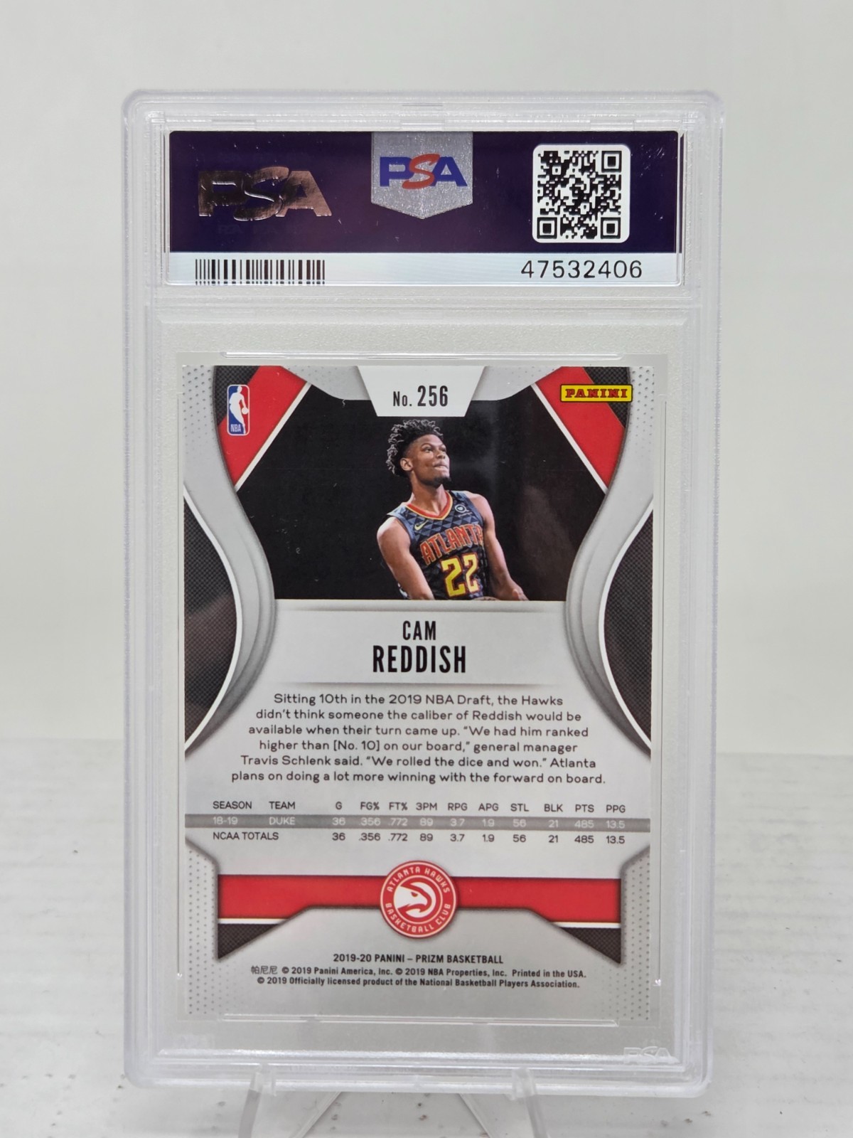 2019 Prizm CAM REDDISH Rookie Card PSA 10 Gem Mint view 2