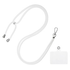 Phone Lanyard Adjustable Neck Lanyard with Transparent Patch White