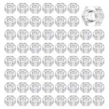 80Pcs Clear Hex Nuts, M6 Metric Coarse Thread Machine Acrylic Screw Nuts