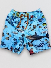 Ocean Shark Fish Print Swim Trunks Boys 2 Years Blue