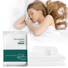 Nanaborn Disposable Bed Sheets for Travel 4 Piece Hotel 220 240cm, White