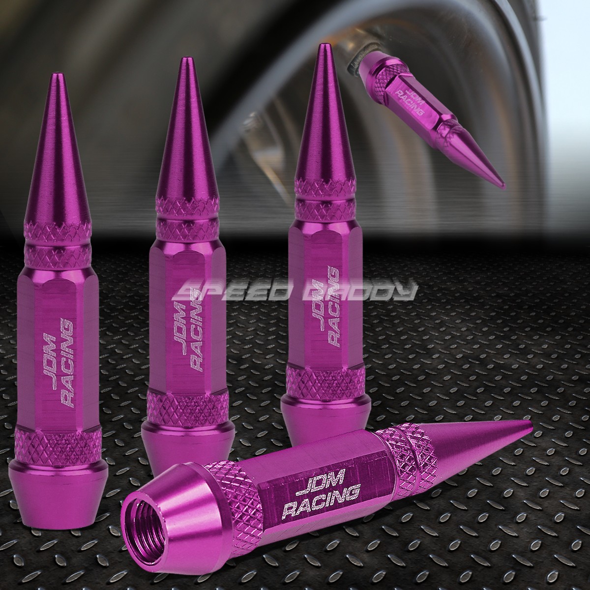 Dyno Racing Caps 4-Piece Red Aluminum Spiked Tire Valve Stem Caps - Wheel Rim Air Port Covers Valve Stem Caps Red - Foto 10