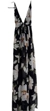 Nordstrom MIND CODE Boho Plunge Strappy Open Back Floral Maxi Dress Size Medium