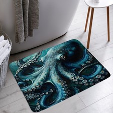 HWSSHW Octopus Bath Mat Teal Blue Tentacles Sea 18" 30",