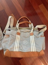 Pottery Barn Kids Classic Diaper Bag Gray with Straps Monogrammed F Initial