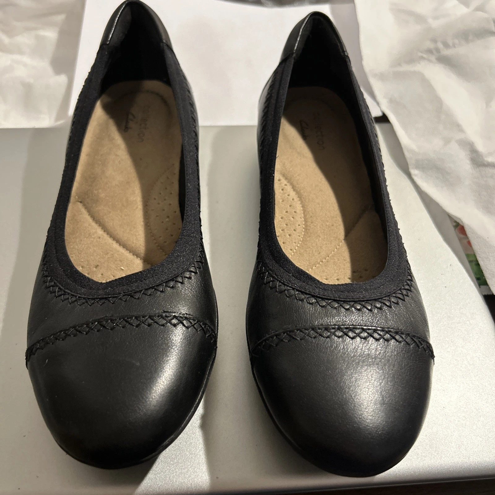 Scarpe Clarks Collection Ultimate Comfort nere in PELLE tacco basso misura 6 5 usate in ottime condizioni