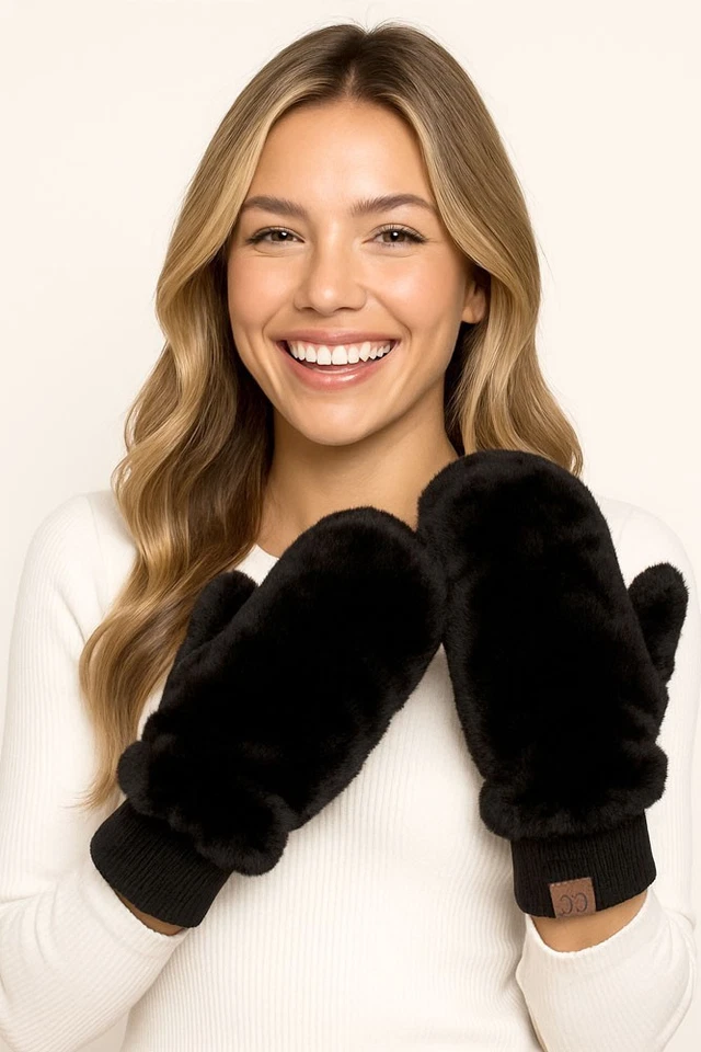 Guantes convertibles C.C Winter ultra suaves de piel sintética con forro de pastor Foto 2 de 4