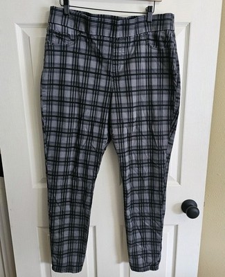 Y2k Nine West Ankle Pants Heidi Pull On Womens Sz 16 Plaid Stretch Academia