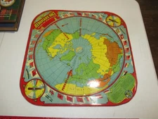 Wolverine "Aeroplane Race" Tin Litho Round the World Flying. Checker Game Board