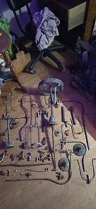 LOT of Antique Old Brass Metal Gas Lamp Arm Electric Light Fixture Sconce  Parts