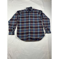 Ralph Lauren Classic Fit Plaid Button Down Shirt Men 16 1/2 L Burgundy Blue