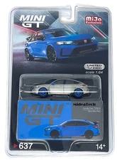 Chase! Mini GT 1:64 Honda Civic Type R Boost Blue Pearl 2023 Model Car MGT00637