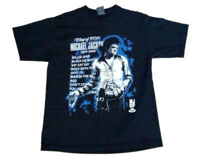 Michael Jackson King Of Pop 1958 - 2009 Rip  Size LG Gold Series Black T Shirt 