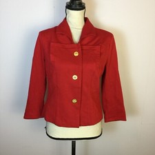 Cabi Blazer Jacket Size 6 Womens Love Carol Red Beau Gold Button Cropped 3035