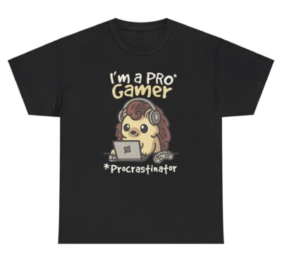 I m A Pro Gamer Procrastinator Dog T Shirt Funny Silly Ironic Gen Z Weird Tee
