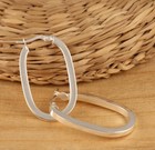 Solid 925 Sterling Silver Large Plain Oval U Shaped Huggie Hoop Earrings Boxed