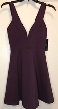Lulus Size XS Love Galore Plum Spaghetti Strap Fit & Flare Skater Mini Dress NWT