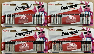 Energizer Max Alkaline AAA 16 Pack X 4 for Total of 64 Batteries In All Bunny