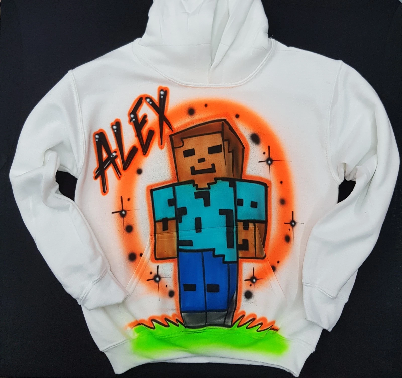 Airbrushed Minecraft Steve Inspired Hoody