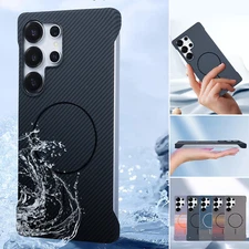 For Samsung Galaxy S25 Ultra|+ S24 S23 Mag Safe Fiber Pattern Back Slim ThinCase