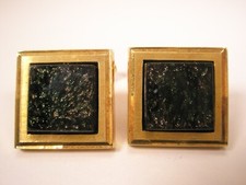 Speckled Black Stone Quality Vintage Cuff Links