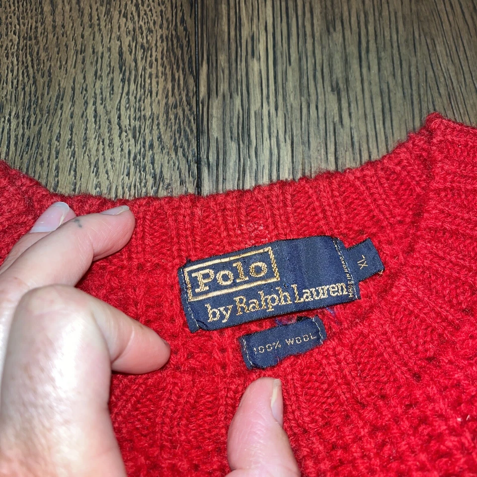 Suéter Pullover Tejido Rojo 100% Lana Años 80 Polo Ralph Lauren De Colección XL Foto 2 de 4
