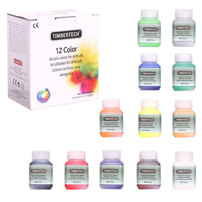 Timbertech Acryl Farben Airbrush Farben 12x 30ml MULTICOLOR